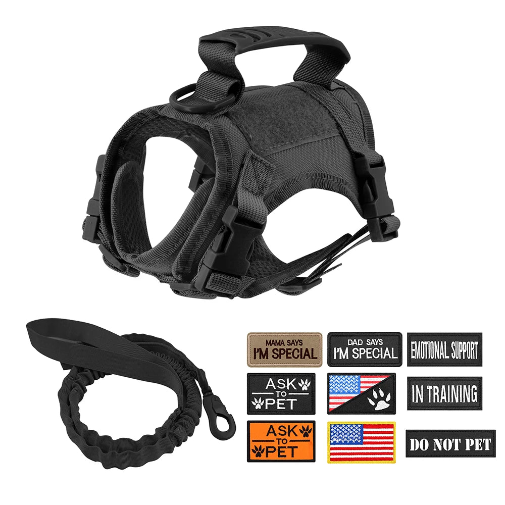 Tactical Cat Harness Leash with 9 Patches