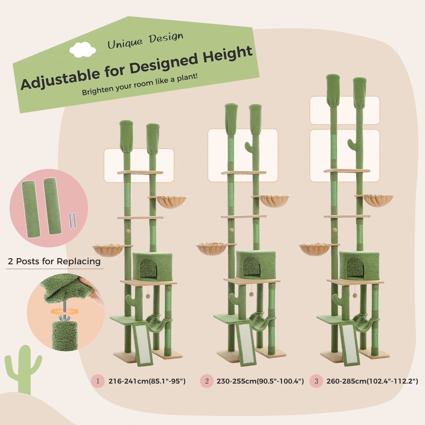 Cactus Cat Tree Floor to Ceiling