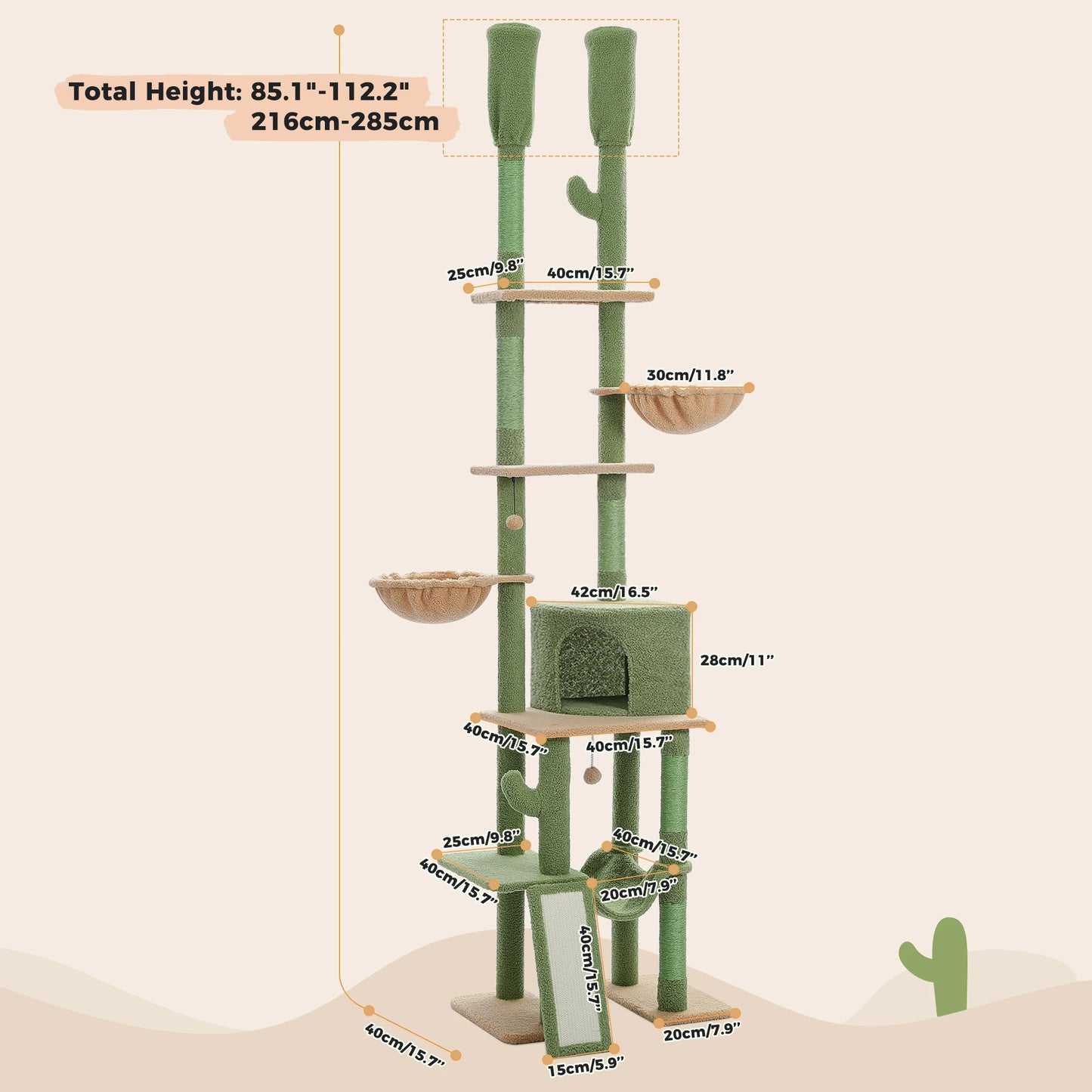 Cactus Cat Tree Floor to Ceiling