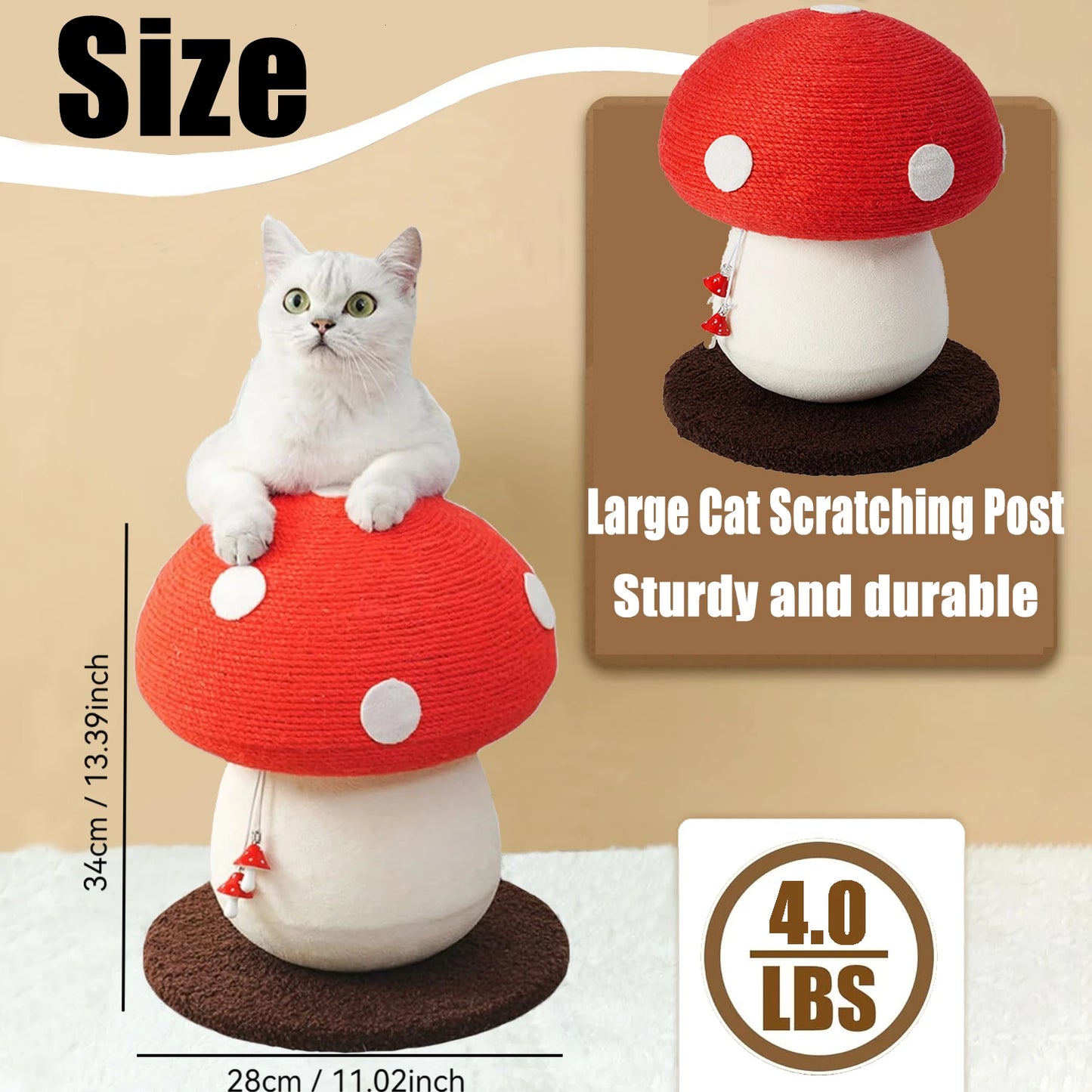 Red Mushroom-Shaped Cat Scratching Post