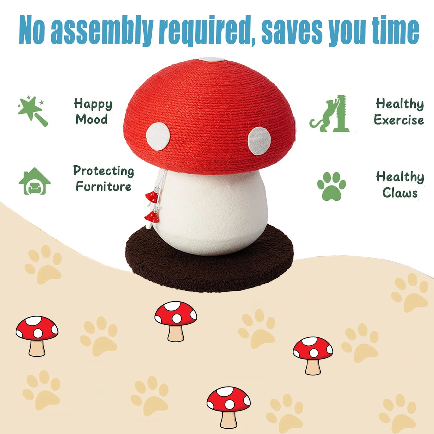 Red Mushroom-Shaped Cat Scratching Post