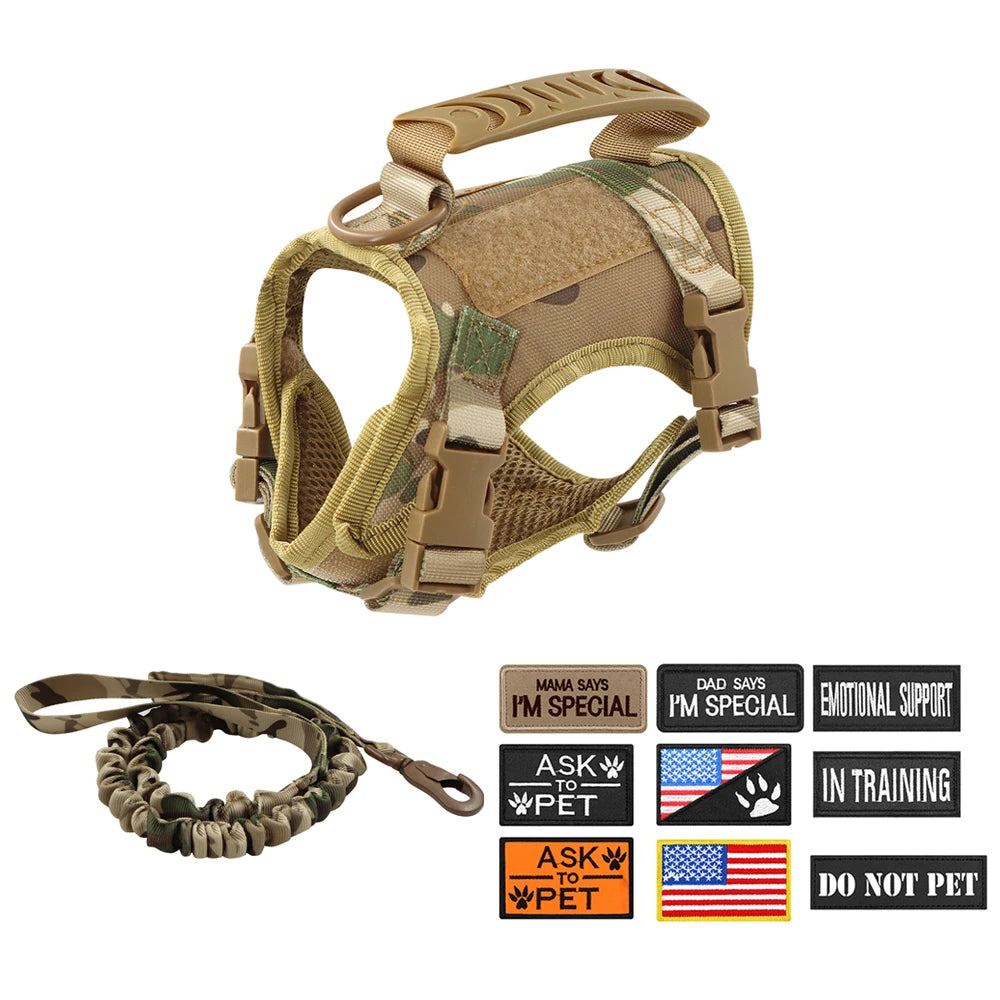 Tactical Cat Harness Leash with 9 Patches