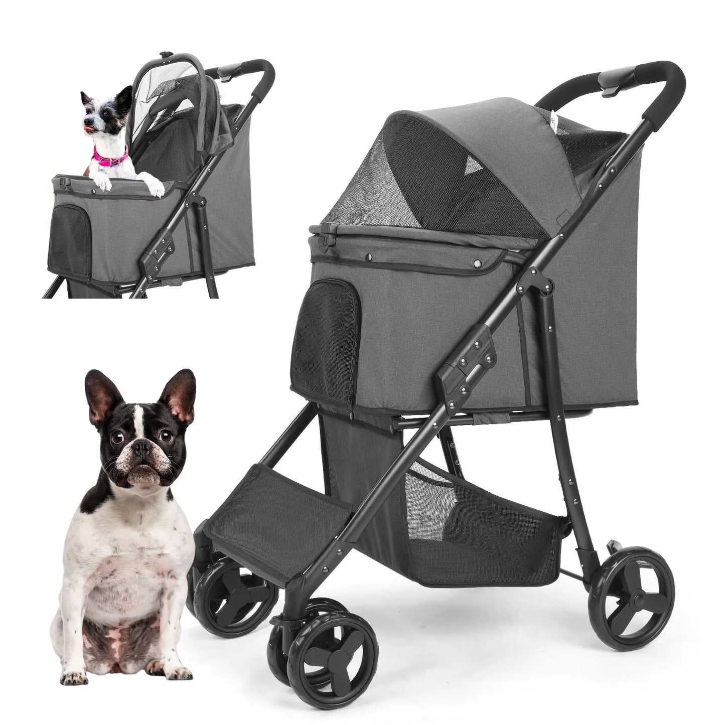 Pet Stroller 360 Rotate with Basket