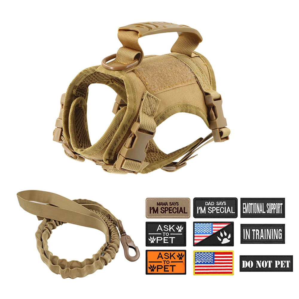 Tactical Cat Harness Leash with 9 Patches