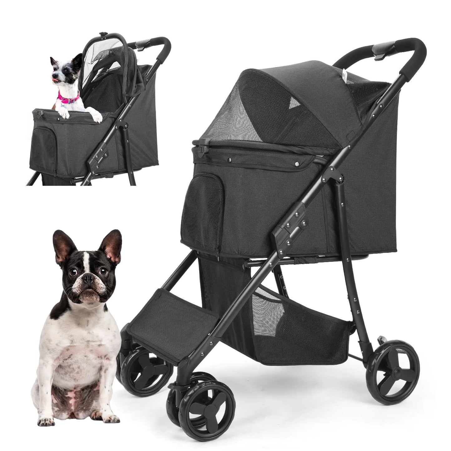Pet Stroller 360 Rotate with Basket
