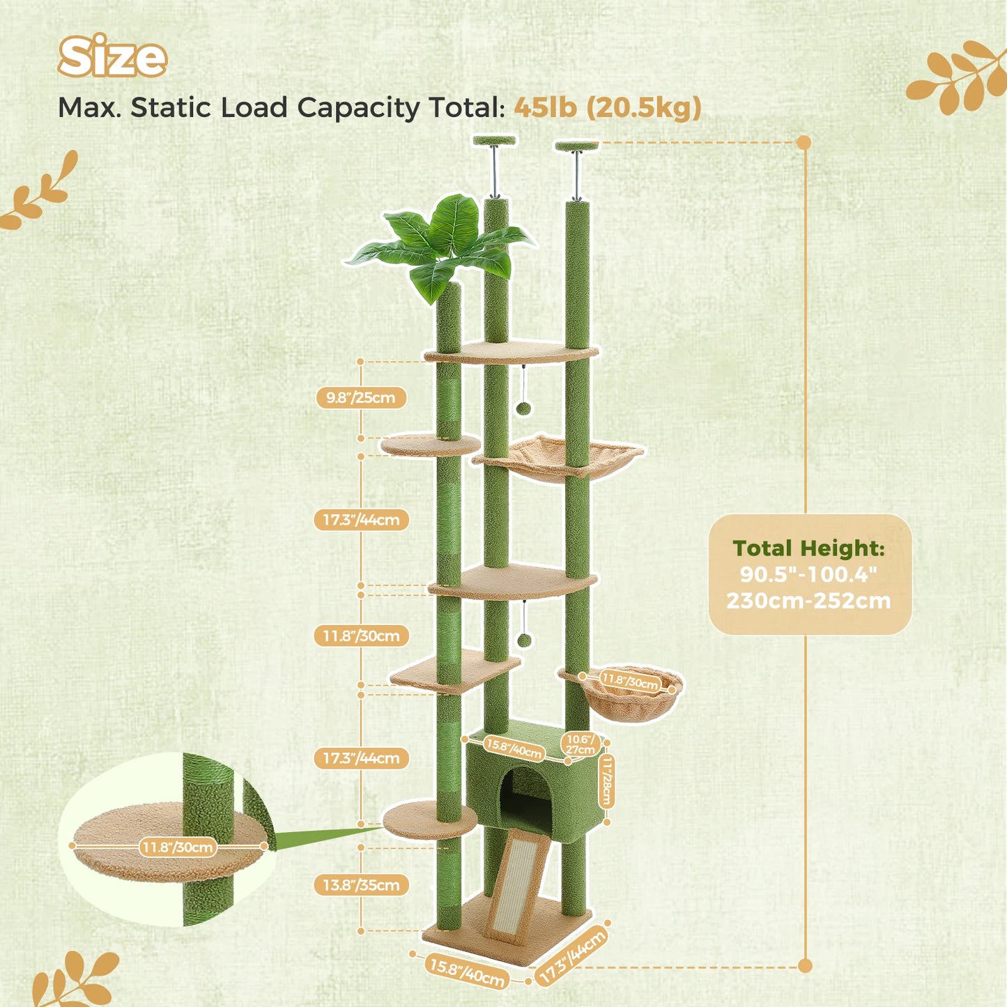 Floor to Ceiling Cat Tree with Scratching Posts