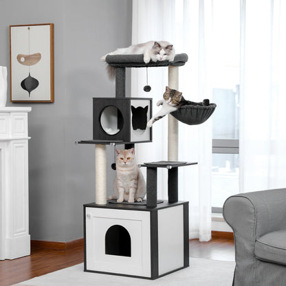 Wooden Cat Tower with Scratching Posts and Spacious Condos