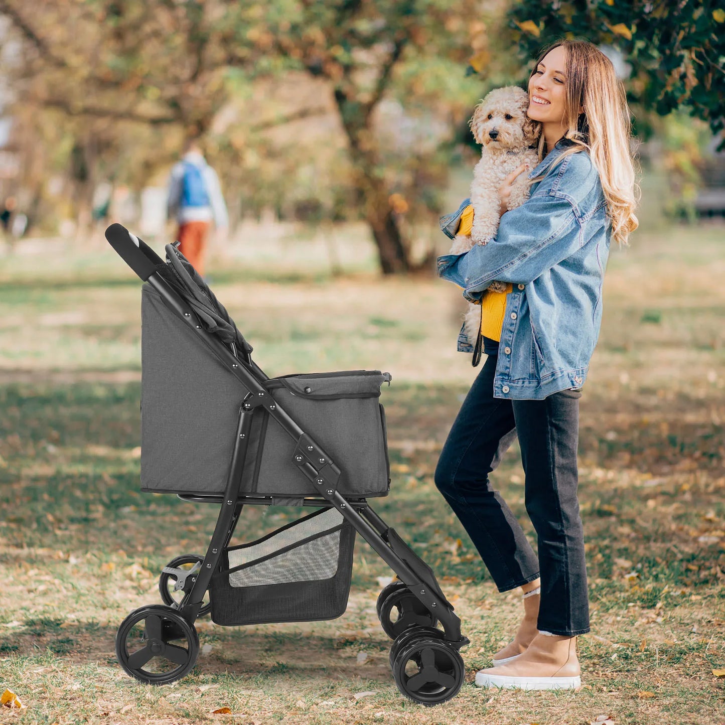 Pet Stroller 360 Rotate with Basket