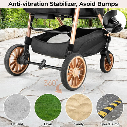 360° High Wheels Transport Foldable Pet Stroller 2in1
