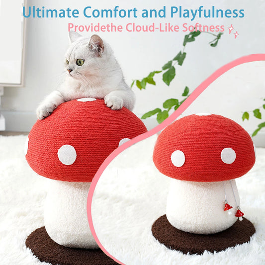Red Mushroom-Shaped Cat Scratching Post