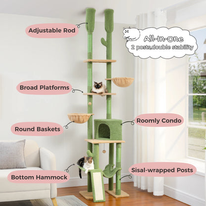 Floor to Ceiling Cat Tree with Scratching Posts