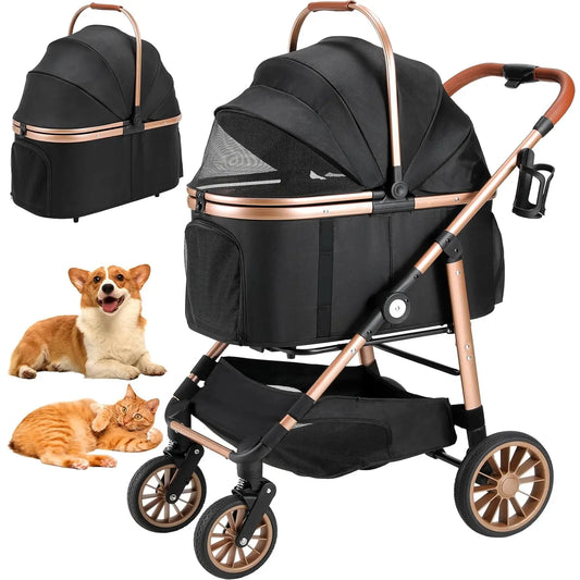 360° High Wheels Transport Foldable Pet Stroller 2in1