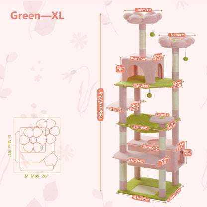 Pink Large Cat Tree Tower for Indoor Cats