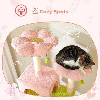 Pink Large Cat Tree Tower for Indoor Cats