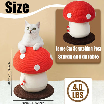 Red Mushroom-Shaped Cat Scratching Post