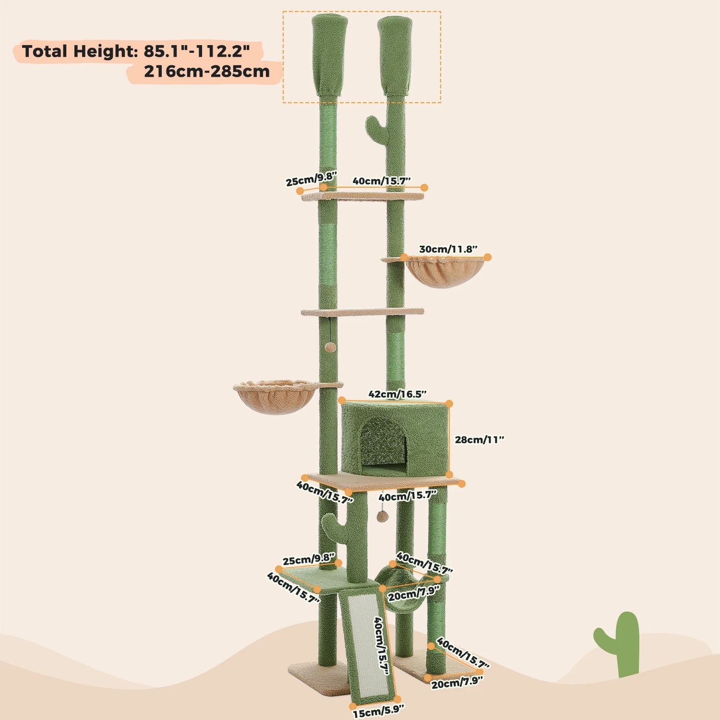 Floor to Ceiling Cat Tree with Scratching Posts
