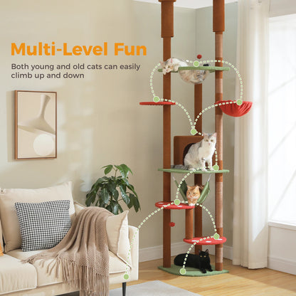 Floor to Ceiling Cat Tree with Scratching Posts