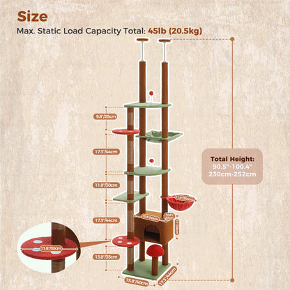 Floor to Ceiling Cat Tree with Scratching Posts