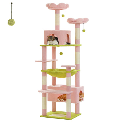Pink Large Cat Tree Tower for Indoor Cats