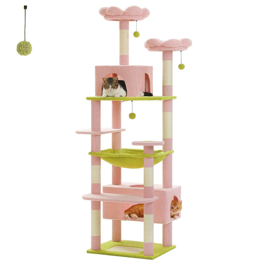 Pink Large Cat Tree Tower for Indoor Cats