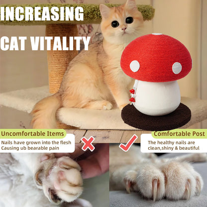 Red Mushroom-Shaped Cat Scratching Post