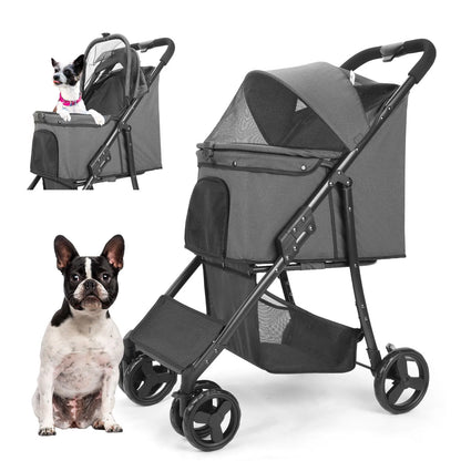 Pet Stroller 360 Rotate with Basket