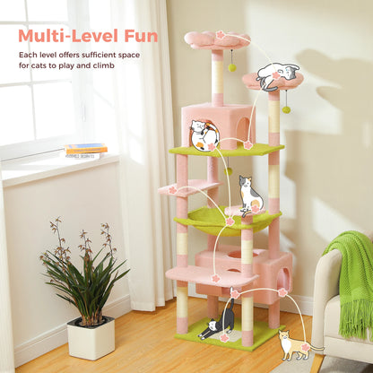 Pink Large Cat Tree Tower for Indoor Cats