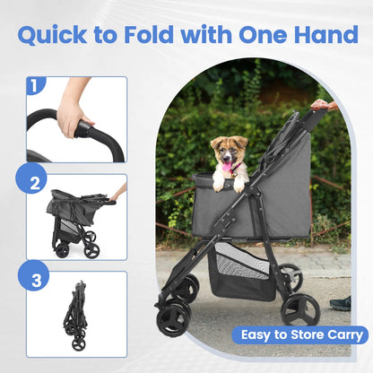 Pet Stroller 360 Rotate with Basket
