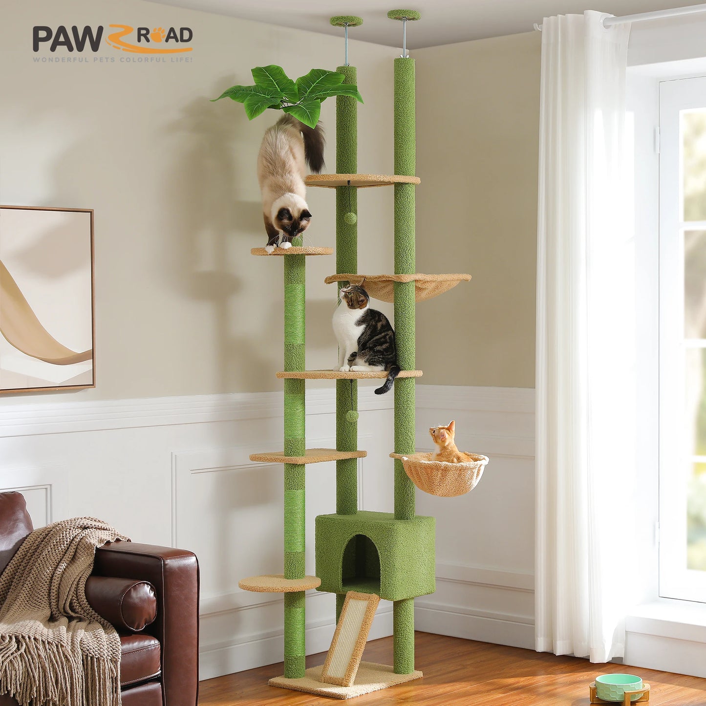Floor to Ceiling Cat Tree with Scratching Posts
